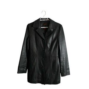 Danier Women's Black Button Leather Jacket